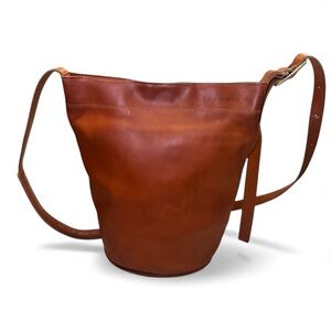 Trakatan Handmade Italian Leather Bucket Bag Adjustable Strap Cognac‎ Brown